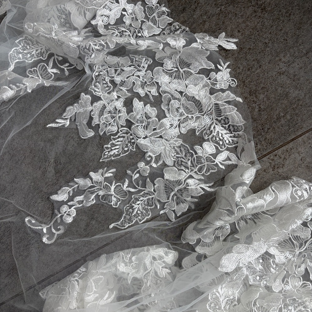 Cathedral Floral Bridal Veil with Comb